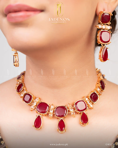 The Golden Blossom Necklace Set with Tika